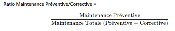 Ratio Maintenance préventive/corrective